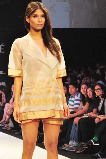 A model walks in one of Vaishali's outfits at Lakme Fashion Week Summer-Resort 2011
