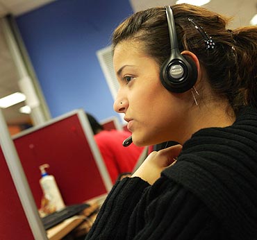A call centre employee in India