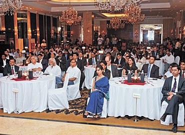 Juneja (centre) and Mathur (extreme right) at the Business World Young Entrepreneurs Awards