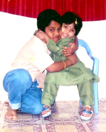 Kartheek Pathuri in a childhood photograph with sister Niharika