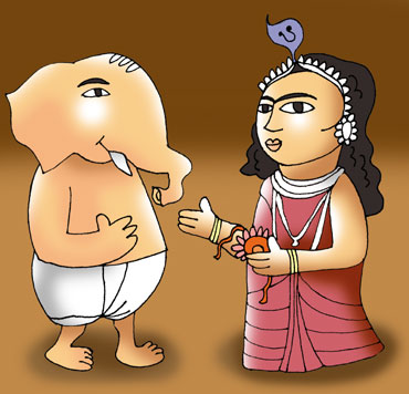 Ganesha and his sister Manasa