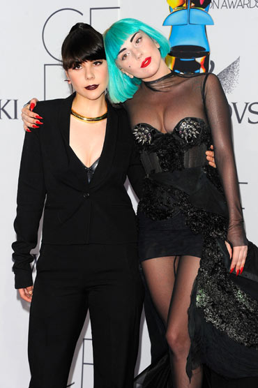 Lady Gaga with sister Natali Germanotta (left)