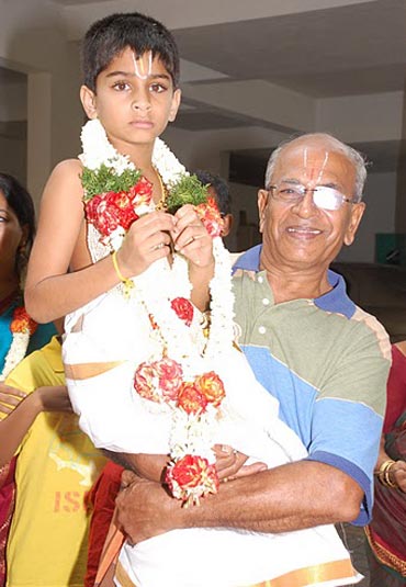 Anuradha Seshadri's father with her son