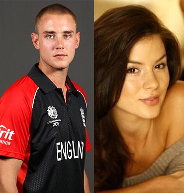 Stuart Broad and (right) Kacey Barnfield