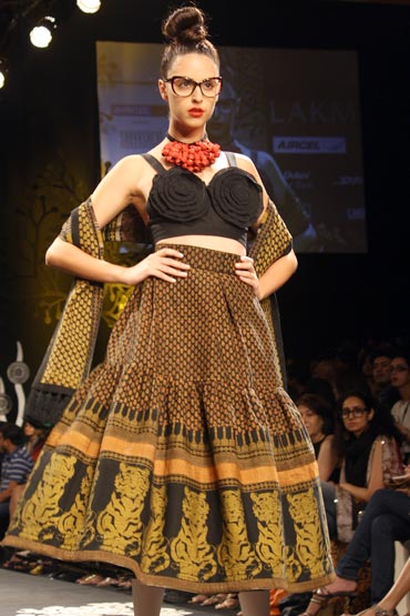Sabyasachi ended the first day of the Lakme Fashion Week with his collection inspired by the tiger and the Sundarbans.