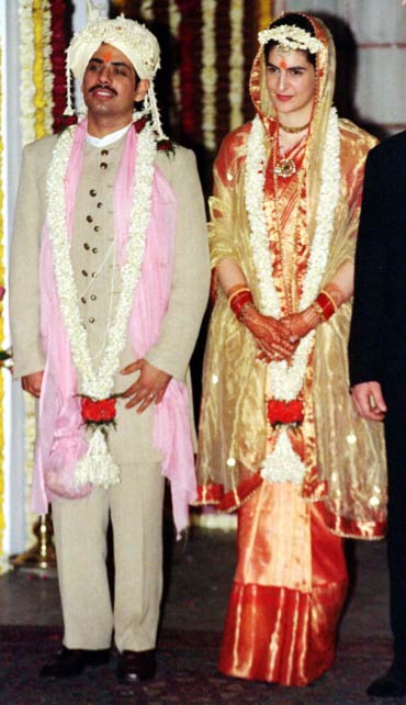 Robert Vadra and Priyanka Gandhi on their wedding day