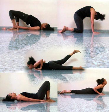 A collage of yoga poses for lower back pain relief