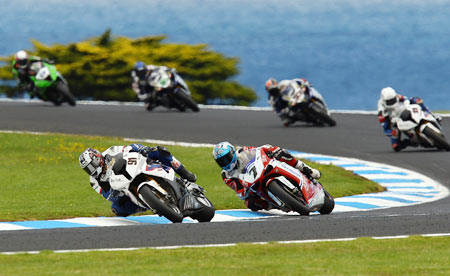 Leon Haslam of Great Britain rides the #91 BMW Motorrad Motorsport BMW during race two of round one of the Superbike World Championship at Phillip Island Grand Prix Circuit on February 27, 2011 in Phillip Island, Australia.
