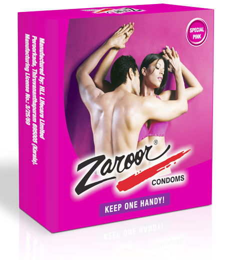A pack of Zaroor condoms, marketed by DKT International