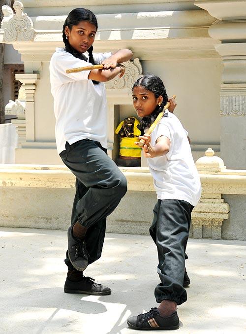 Sisters and Silambam champions N Nagabhavani and N Lakshmi Soujanya