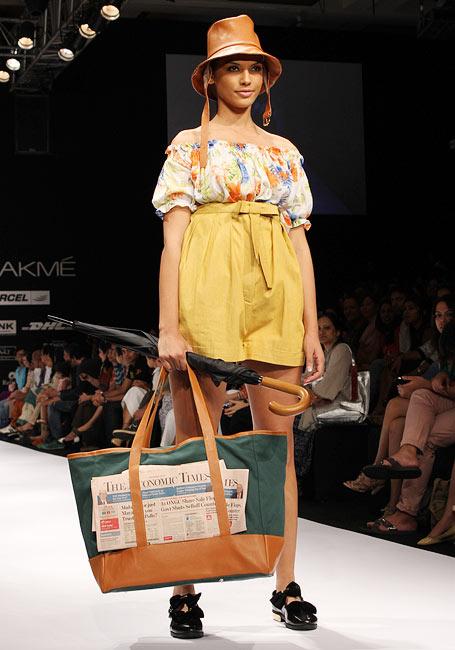 A model presents a Nimish Shah creation