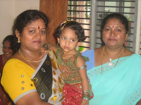 Archana Lokesh with her mother