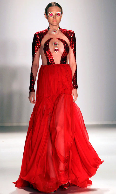 An FH by Fause Haten creation, showcased at Sao Paulo Fashion Week on October 29, 2012