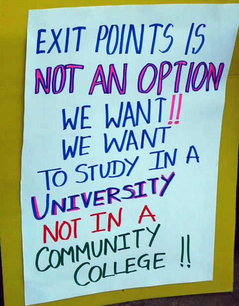 A poster displayed at the Save DU campaign in Delhi