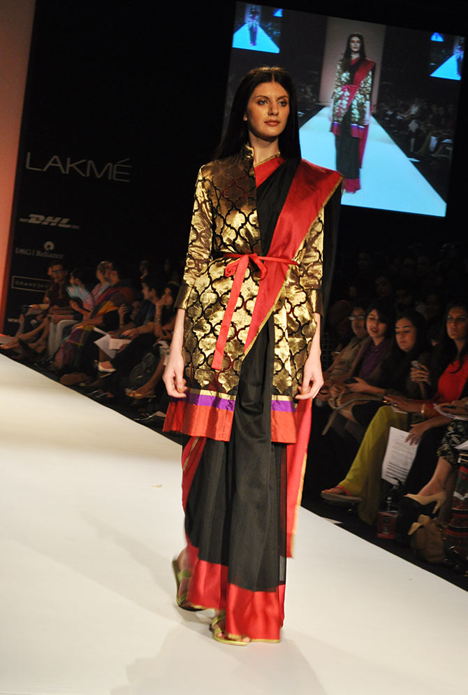 Rahul Mishra's variant collections in black and gold.