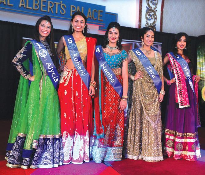 The Miss Teen India USA top five. Alycia Rehmatullah is on left; Sara Ahmed is second from right.