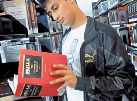 A Law student at Jindal Global Law School's library