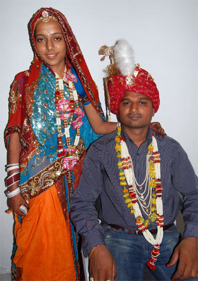 Suresh Choudhary with his bride Bhavika