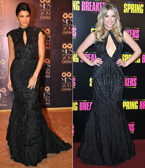 Jacqueline Fernandez and (right) Ashley Benson in Amit GT