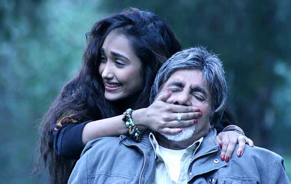 A still from Nishabd where Amitabh Bachchan's character falls in love with his daughter's friend
