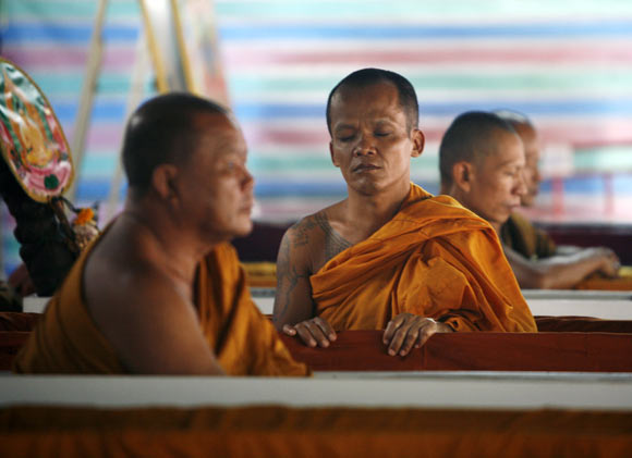 Brain scans of meditating monks have shown how brain areas dealing with language and logic 'light up' during deep meditation.