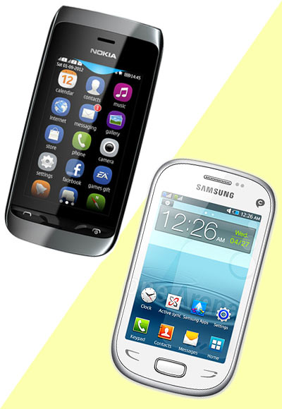 Collage of Nokia Asha 310 and Samsung Rex 90