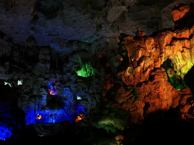 A cave full of stalactites and stalagmites