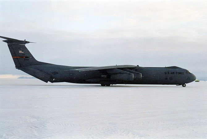 U.S Airforce's Starlifter on Sea Ice Runway