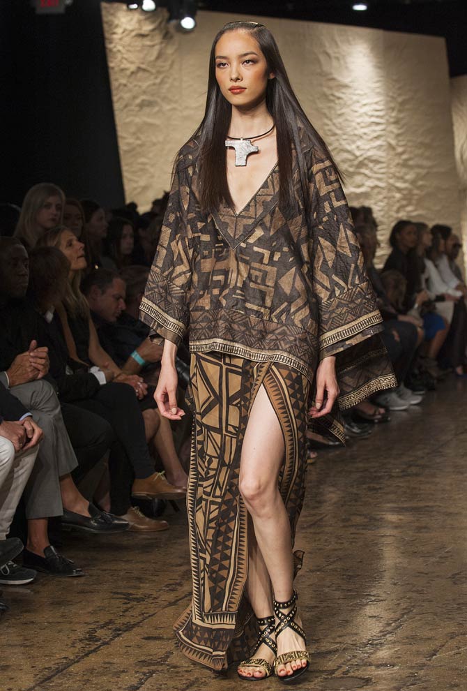 A model walks the runway for Donna Karan at the New York Fashion Week