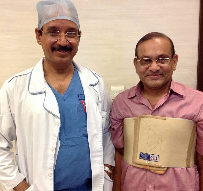 Dr Ramakanta Panda with Mithalal Dhoka, who underwent a heart surgery at the Asian Heart Institute.