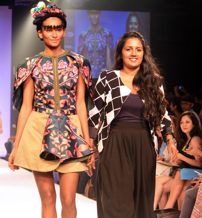 Designer Arunima Majhi with her muse.