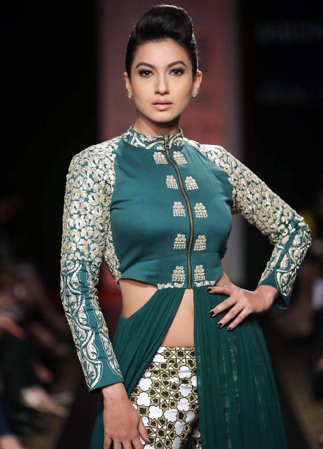 Gauhar Khan was the showstopper for Paras and Sonam Modi's collection.
