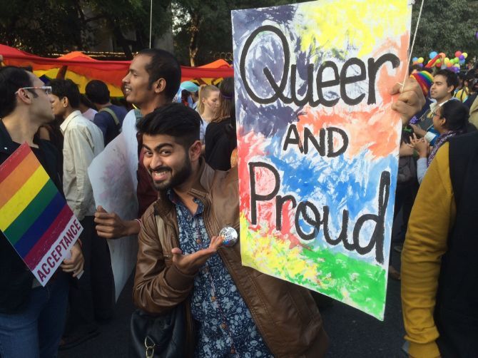 A scene from the 2014 Gay Parade in Delhi. Photograph: Aseem Chhabra