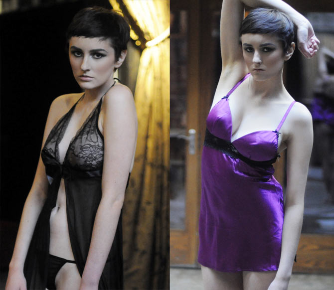 A model showcases Under Cover Lingerie collection