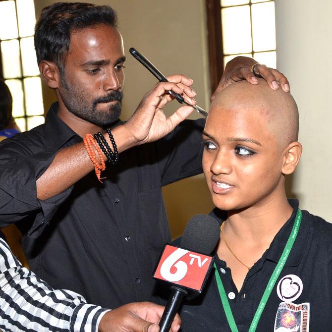 indian long hair women head shave