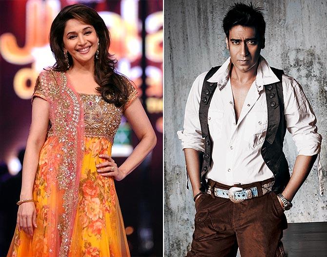 Madhuri Dixit Nene and Ajay Devgn