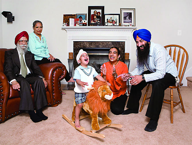 A Sikh family in the US.