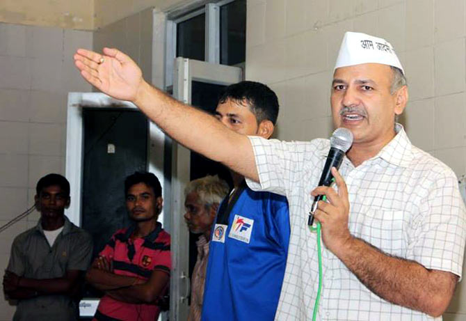 Manish Sisodia addressing a group of people; For representational purpose only