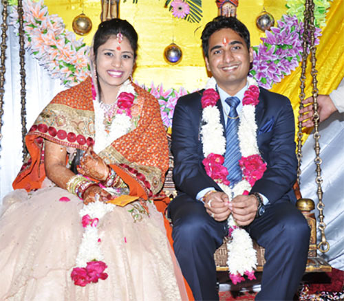 Gaurav Agrawal and Preeti Airun on their wedding day
