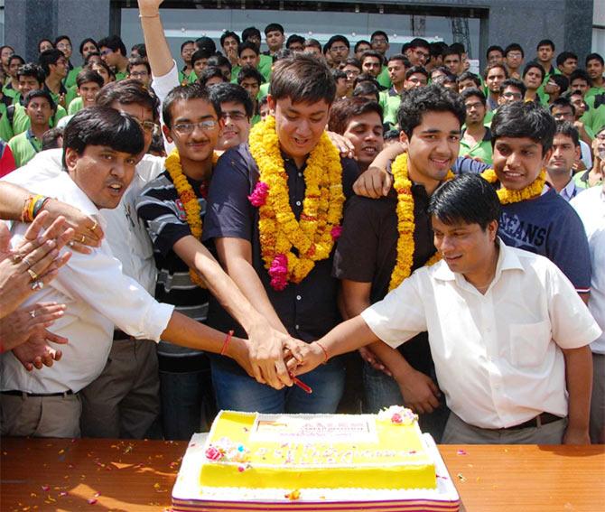 Chitraang celebrates his success.