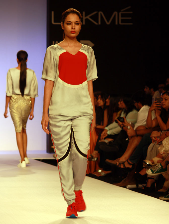 A model in an outfit from Pranav Mishra and Shyma Shetty's collection.