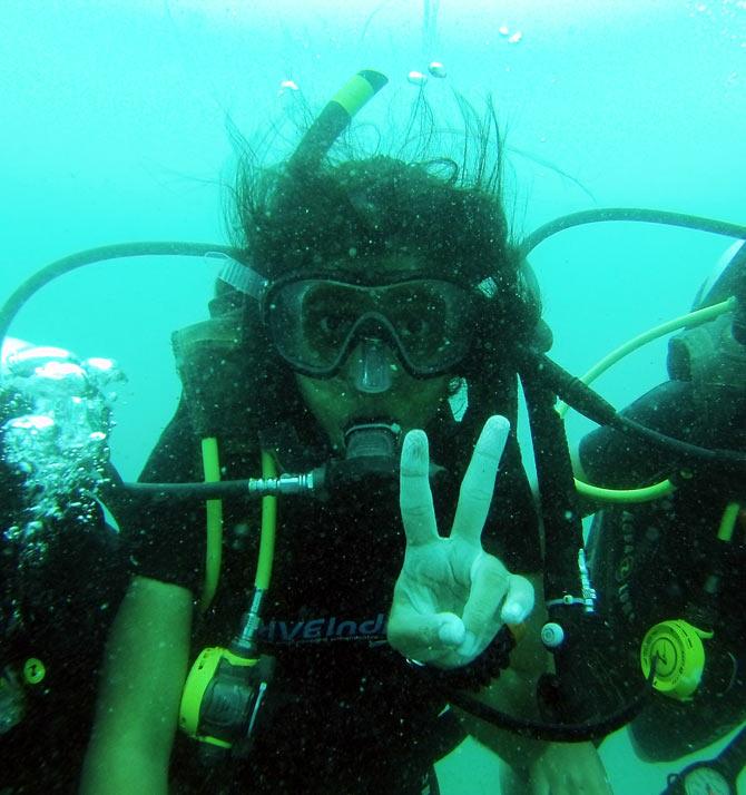 Tamanna Balachandran after setting the world record in Andaman and Nicobar Islands.