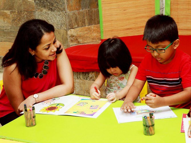 Sridevi Raghavan interacts with kids at Amelio