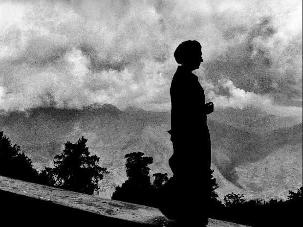 Indira Gandhi against the Himalayas in 1972, after the Shimla Agreement.
