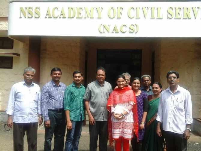 Renu Raj with Ambassador T P Sreenivasan at the NSS Academy
