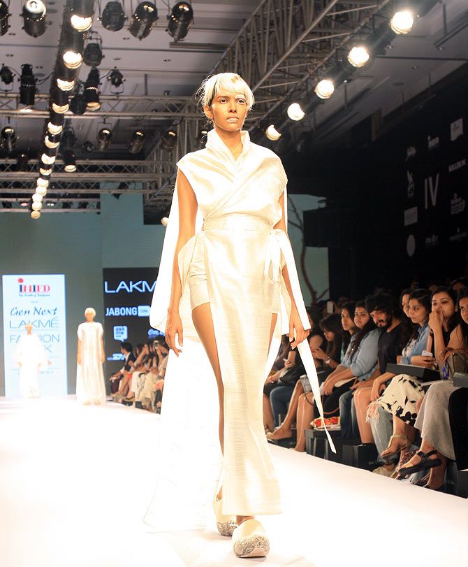 A model in a Priyanka Ella creation at Lakme Fashion Week.