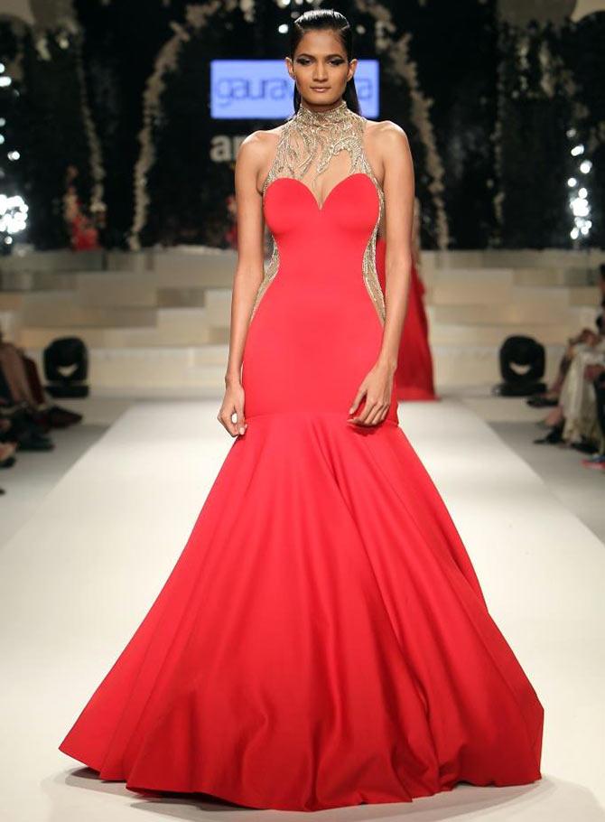 gaurav gupta red gown