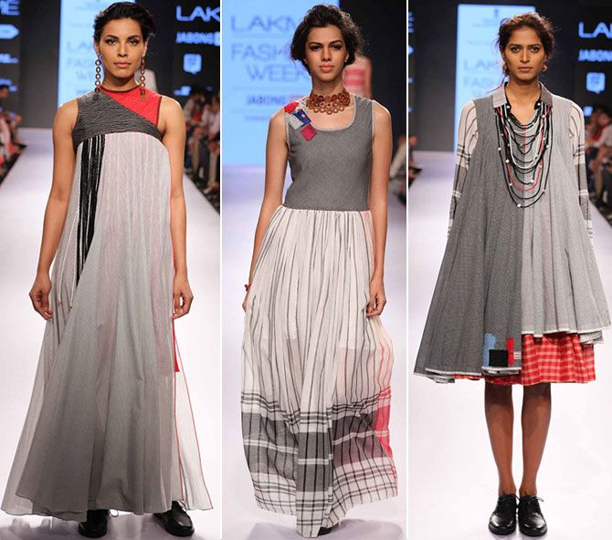 Models in Mayank and Shraddha creation at Lakme Fashion Week in March 2015