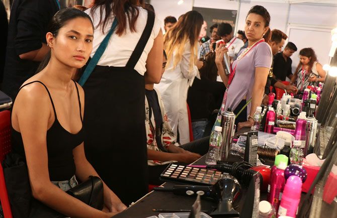 At the makeup area in lakme