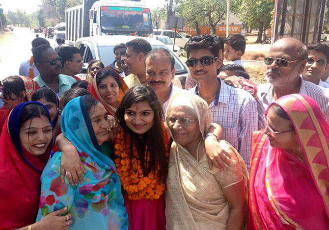 Namrata's extended family welcomes her home after she reached Geedam from New Delhi on June 1